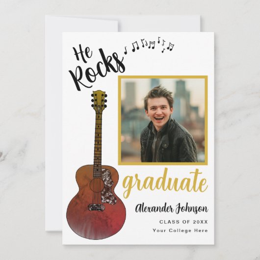 Modern Afstuderen Foto Cool Music Afstudeerfeest Kaart (Voorkant)