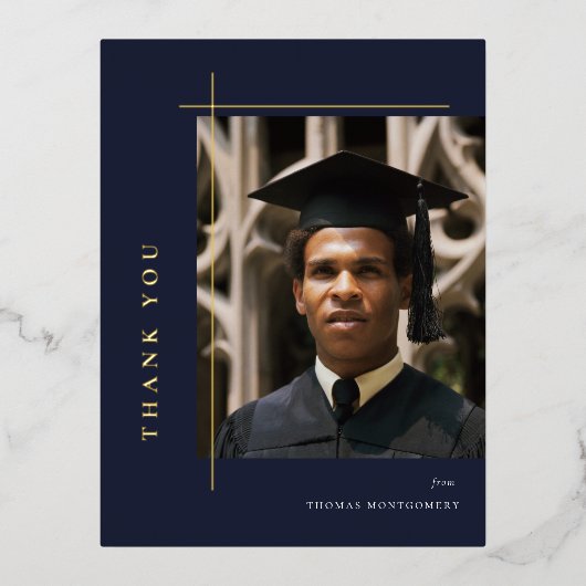 Modern Afstuderen foto Dank je Folie Uitnodiging Briefkaart (Voorkant)