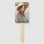 Modern Afstuderen foto eenvoudig script Handwaaier (Achterkant)