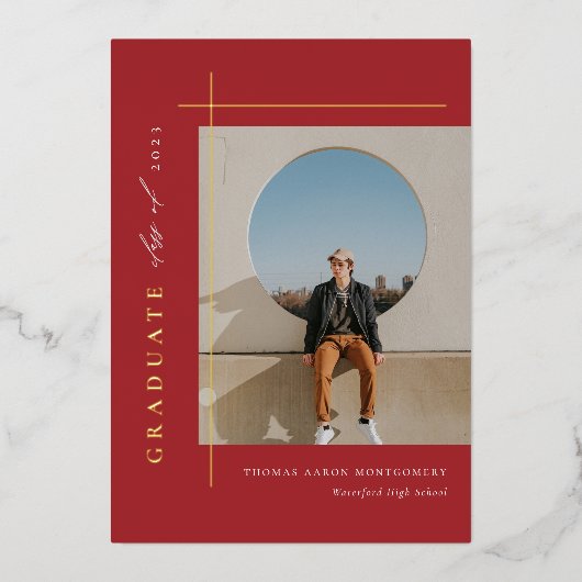 Modern Afstuderen foto Folie Uitnodiging (Voorkant)