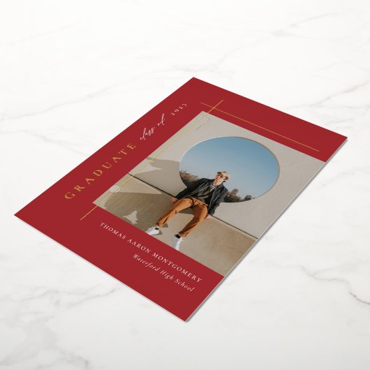 Modern Afstuderen foto Folie Uitnodiging (Gedraaid)