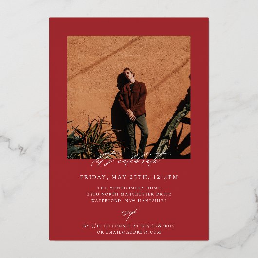 Modern Afstuderen foto Folie Uitnodiging (Achterkant)