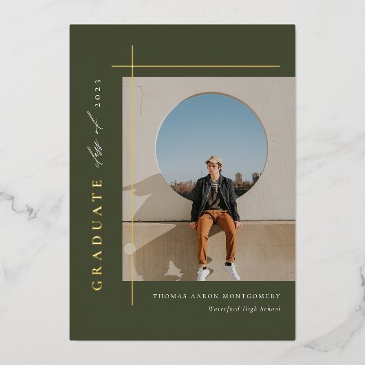 Modern Afstuderen foto Folie Uitnodiging (Voorkant)