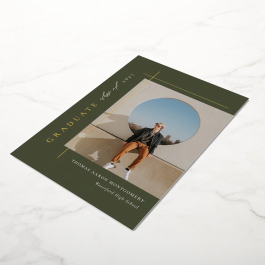 Modern Afstuderen foto Folie Uitnodiging (Gedraaid)