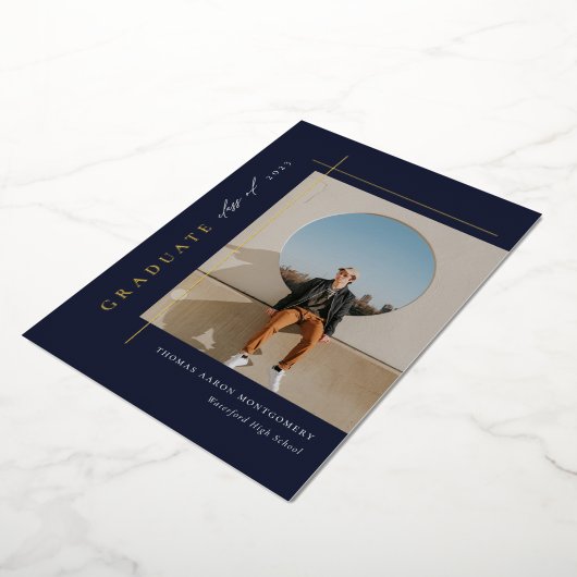 Modern Afstuderen foto Folie Uitnodiging (Gedraaid)