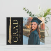 Modern Afstuderen foto Goud Zwart Afstudeerder Tas Kaart (Staand voorkant)