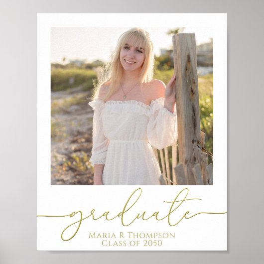 Modern Afstuderen Foto legant Gold Script Poster (Voorkant)