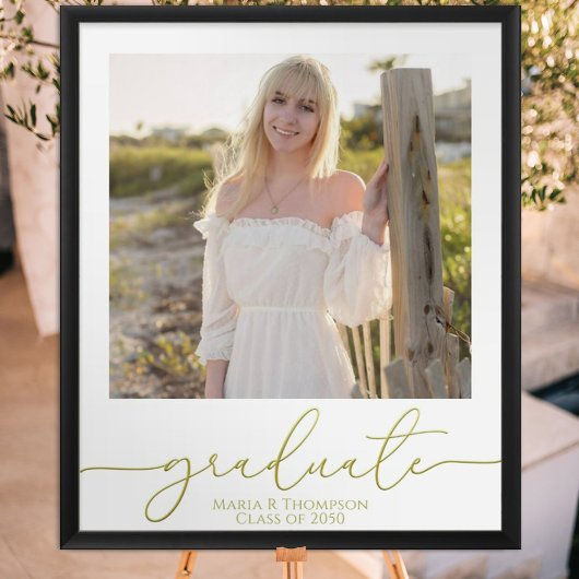Modern Afstuderen Foto legant Gold Script Poster
