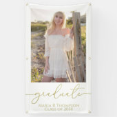 Modern Afstuderen Foto legant Gold Script Spandoek (Verticaal)