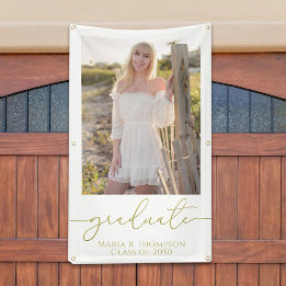 Modern Afstuderen Foto legant Gold Script Spandoek