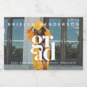 Modern Afstuderen foto Mini Sparkling Wijnetiket (Enkel label)