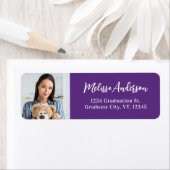 Modern Afstuderen Foto Paars Return-adres Etiket (Insitu)