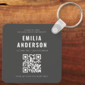 Modern Afstuderen Foto QR Code Info Visitekaartje Sleutelhanger (Achterkant)