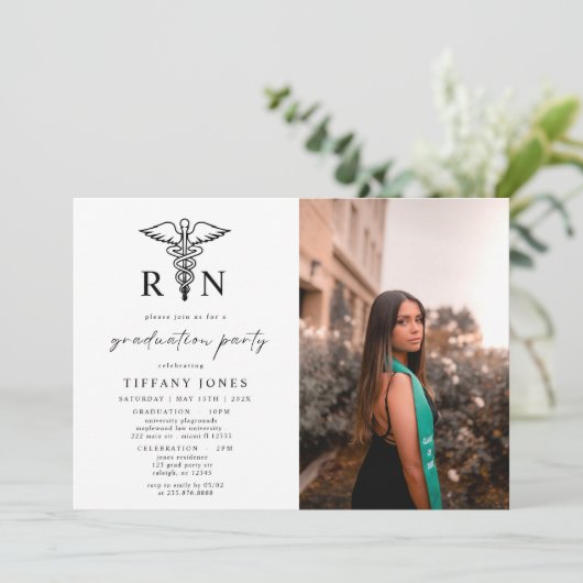 Modern Afstuderen Foto RN Verpleegkundige Afstudee Kaart (Staand voorkant)