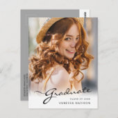 Modern Afstuderen | Foto van Elegant Script Trendy Briefkaart (Voorkant / Achterkant)