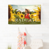 Modern Afstuderen foto Zonnebloemen aankondiging Spandoek (Insitu)