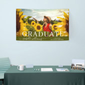 Modern Afstuderen foto Zonnebloemen aankondiging Spandoek (Beurs)