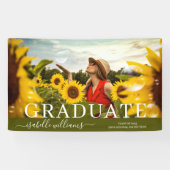 Modern Afstuderen foto Zonnebloemen aankondiging Spandoek (Horizontaal)