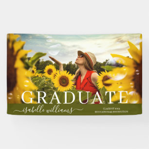 Modern Afstuderen foto Zonnebloemen aankondiging Spandoek