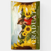 Modern Afstuderen foto Zonnebloemen aankondiging Spandoek (Verticaal)