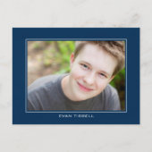 Modern Afstuderen Fotoaankondiging - Navy Blue Aankondigingskaart (Voorkant)