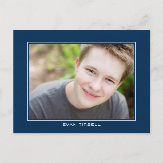 Modern Afstuderen Fotoaankondiging - Navy Blue Aankondigingskaart (Voorkant)