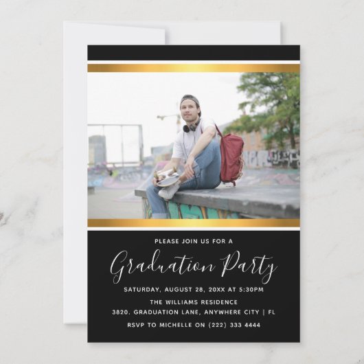 Modern Afstuderen Fotoaankondiging & partijuitnodi Aankondiging (Achterkant)