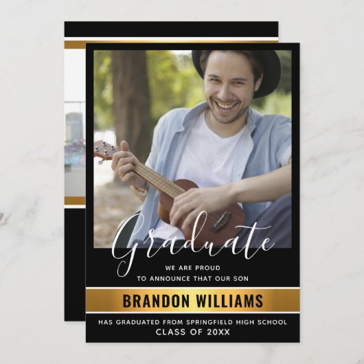 Modern Afstuderen Fotoaankondiging & partijuitnodi Aankondiging (Voorkant / Achterkant)