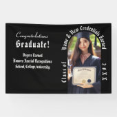 Modern Afstuderen Fotoaankondiging Zwart & Wit Spandoek (Horizontaal)