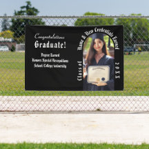 Modern Afstuderen Fotoaankondiging Zwart & Wit