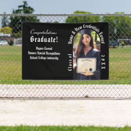 Modern Afstuderen Fotoaankondiging Zwart & Wit Spandoek