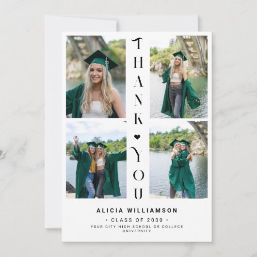 Modern afstuderen fotocollage afstuderen dank u kaart (Voorkant)