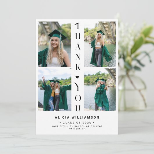Modern afstuderen fotocollage afstuderen dank u kaart (Staand voorkant)