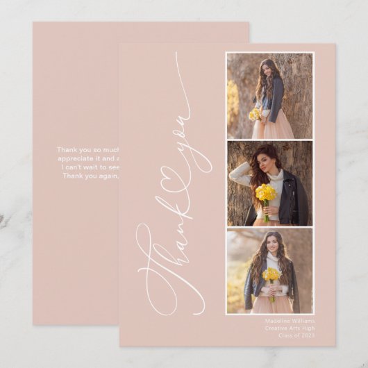 Modern Afstuderen Fotocollage Klasse van 2024 Bedankkaart (Voorkant / Achterkant)