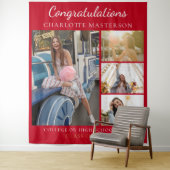 Modern Afstuderen Fotocollage Rood Achtergrond Wandkleed (In situ)