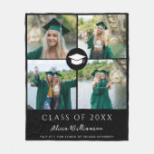 Modern afstuderen fotocollage zwart afstuderen fleece deken (Voorkant)
