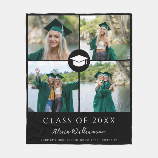 Modern afstuderen fotocollage zwart afstuderen fleece deken (Voorkant)