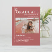 Modern Afstuderen Fotofunctie & Leuke Feiten Rood Aankondiging (Staand voorkant)