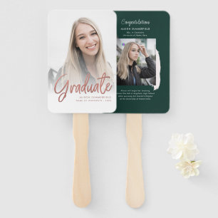 Modern Afstuderen Foto's Wit Rose Goud Afstudeerde Handwaaier
