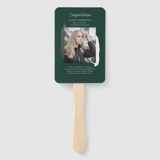 Modern Afstuderen Foto's Wit Rose Goud Afstudeerde Handwaaier (Achterkant)