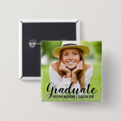 Modern Afstuderen Fotoscript Button Zwart (Voorkant /achterkant)