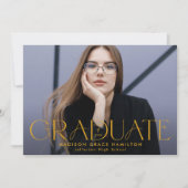 Modern Afstuderen geel typografie foto Afstuderen Aankondiging (Voorkant)