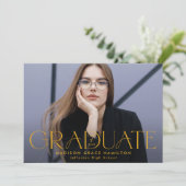 Modern Afstuderen geel typografie foto Afstuderen Aankondiging (Staand voorkant)