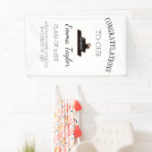 Modern Afstuderen Gefeliciteerd Black Scroll Spandoek (Insitu)