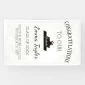 Modern Afstuderen Gefeliciteerd Black Scroll Spandoek (Horizontaal)