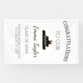 Modern Afstuderen Gefeliciteerd Black Scroll Spandoek