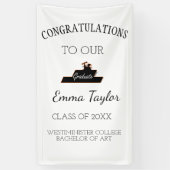 Modern Afstuderen Gefeliciteerd Black Scroll Spandoek (Verticaal)