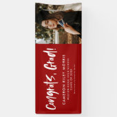 Modern afstuderen gefeliciteerd rode foto spandoek (Verticaal)