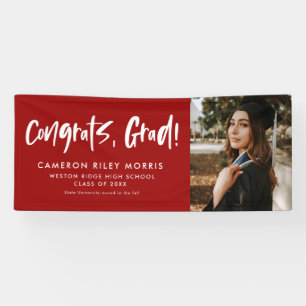 Modern afstuderen gefeliciteerd rode foto spandoek