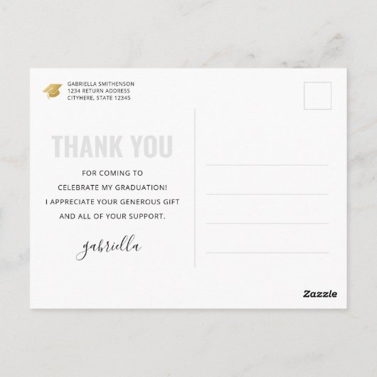 Modern Afstuderen Gepersonaliseerd Bedankt Briefka Briefkaart (Achterkant)